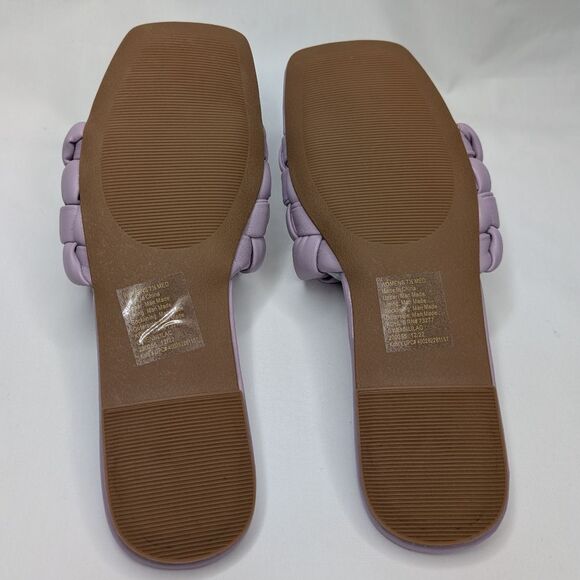 SO Gwenn Puffy Woven Slide Sandals in Lilac Purple Square Toe - Picture 4 of 5